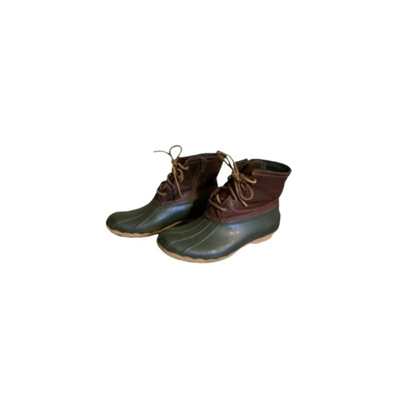 Sperry Top Sider Green and Brown Leather and Rubber Boots - Women’s Size 9 - Picture 1 of 7